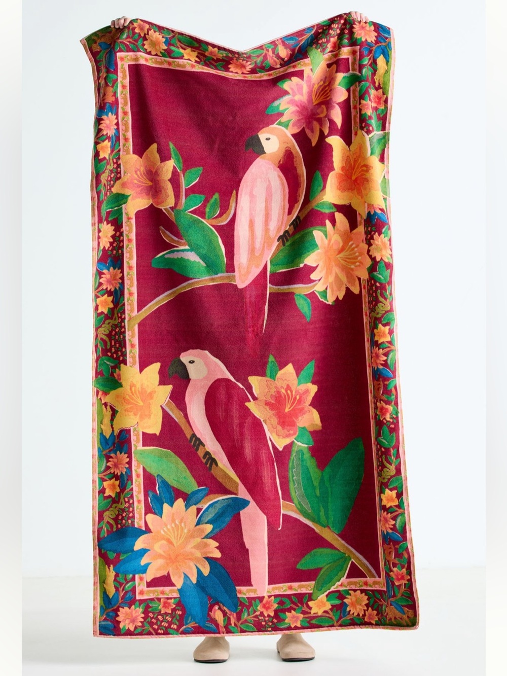NWT Farm Rio x Anthropologie Printed Beach Towel in Pink